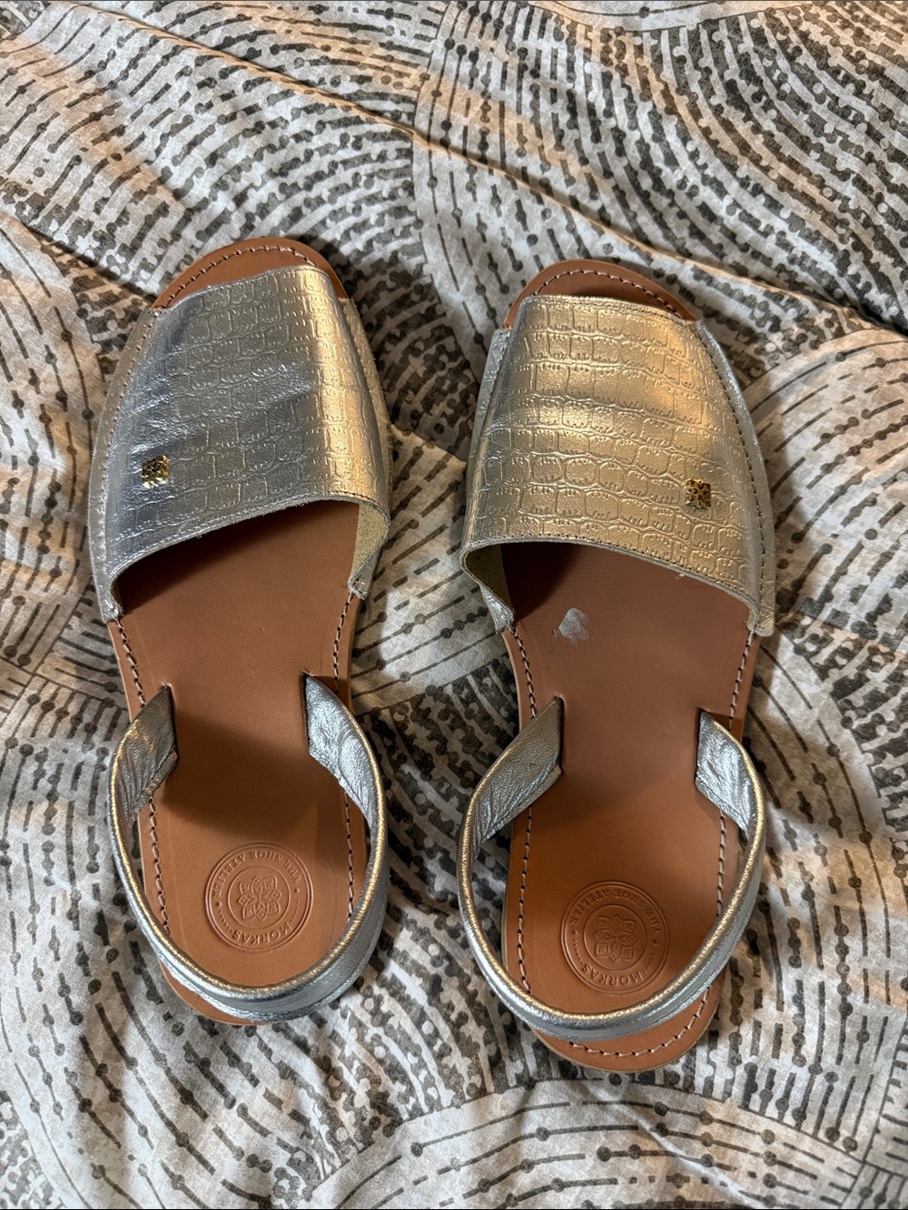 Women's Silver Leather Slingback Sandals